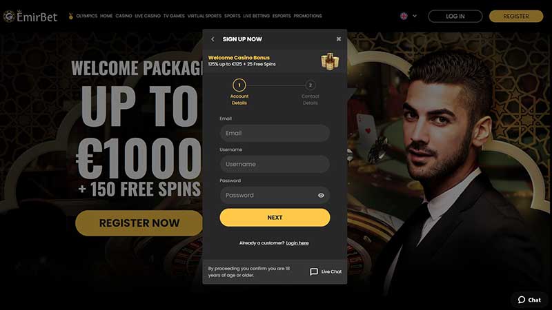 EmirBet Casino Sign Up
