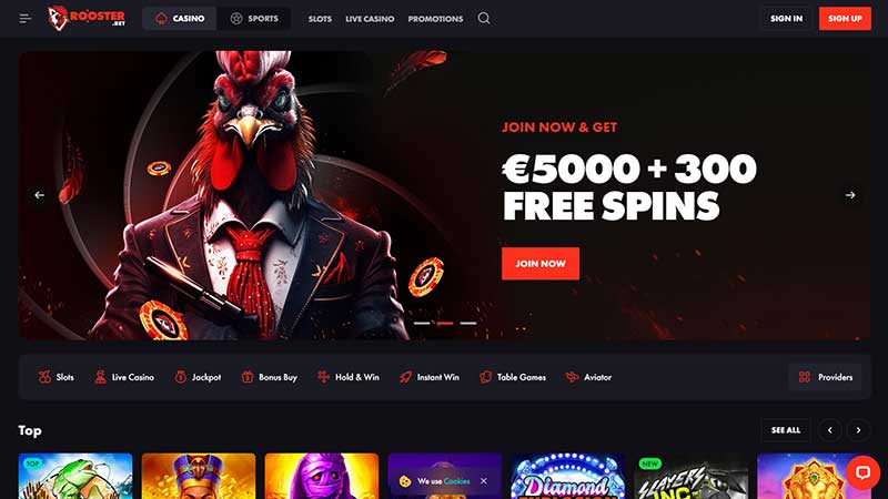 Roosterbet casino home page